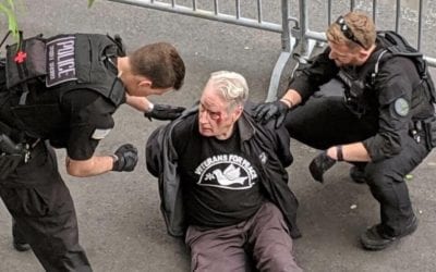 Veterans for Peace President Gerry Condon attacked and arrested at Venezuelan Embassy